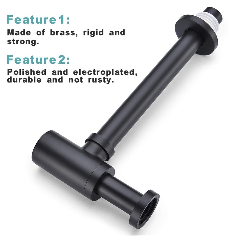 BESTILL Bottle P Trap Drain Kit for Bathroom Basin Sink, Matte Black - Image 4
